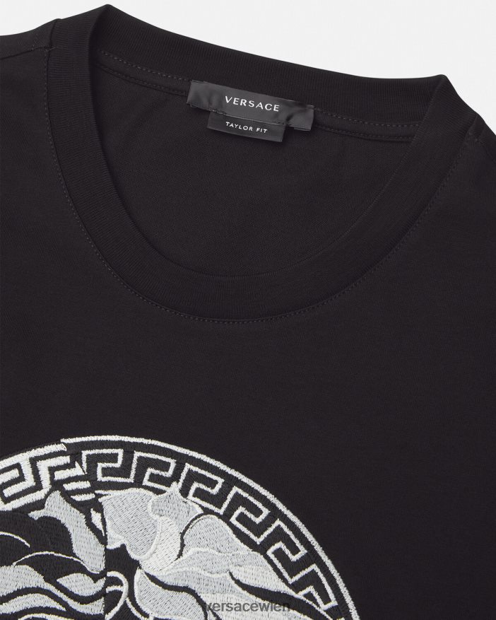 Schwarz T-Shirt mit Medusa-Logo Versace Männer Kleidung 8N4XJD1397