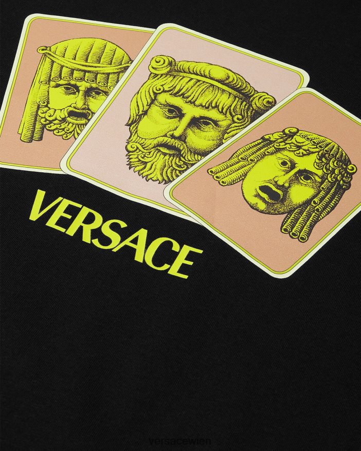 Schwarz T-Shirt „Le Maschere“ Versace Männer Kleidung 8N4XJD1382