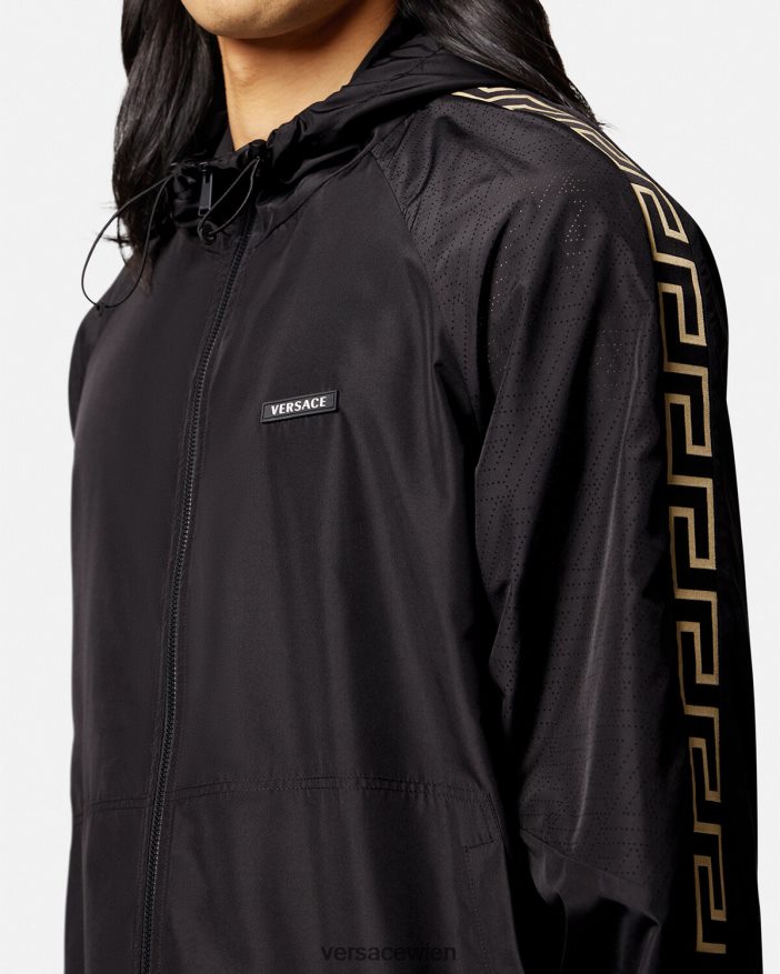 Schwarz Trainingsjacke aus Greca-Nylon Versace Männer Kleidung 8N4XJD1452