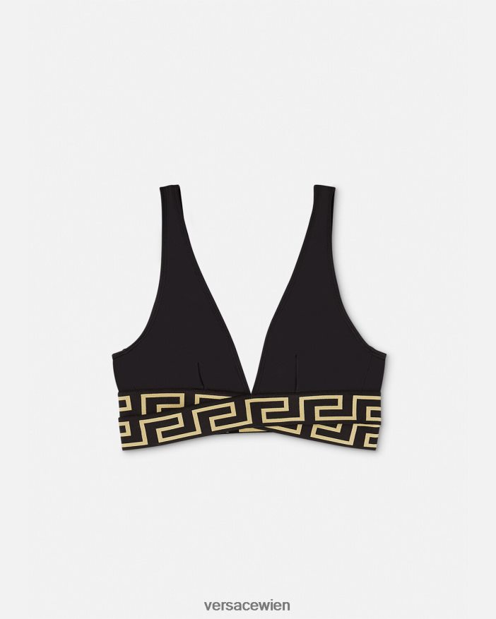 Schwarz Triangel-Bikinioberteil mit Greca-Bordüre Versace Frauen Unterwäsche und Strandbekleidung 8N4XJD1150