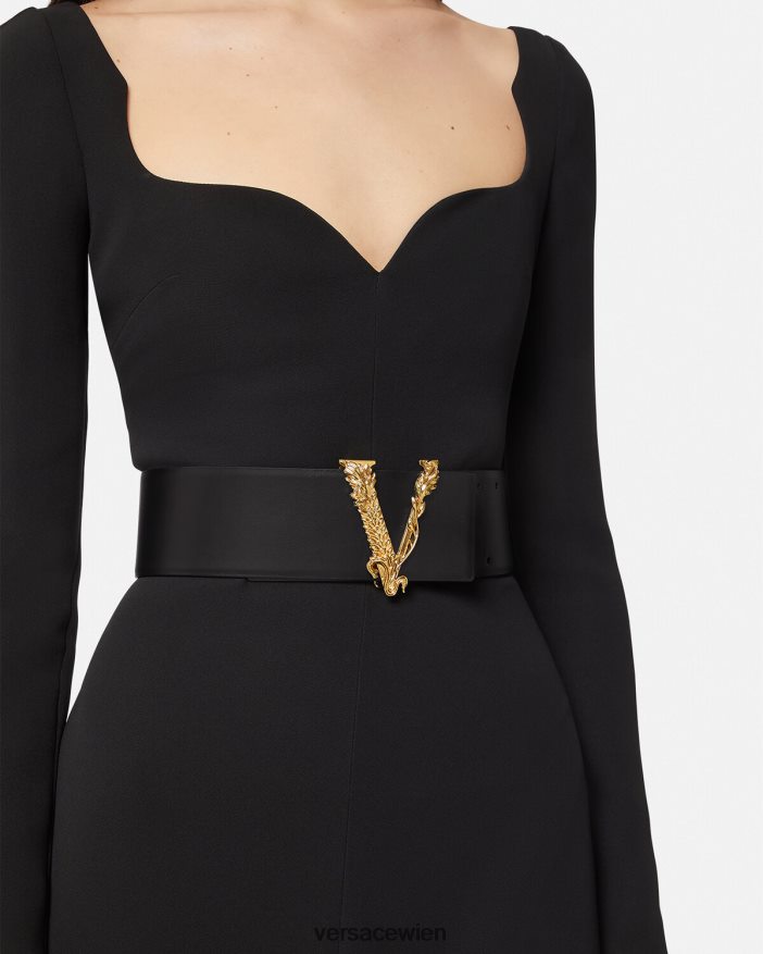 Schwarz Virtus breiter Ledergürtel Versace Frauen Zubehör 8N4XJD542