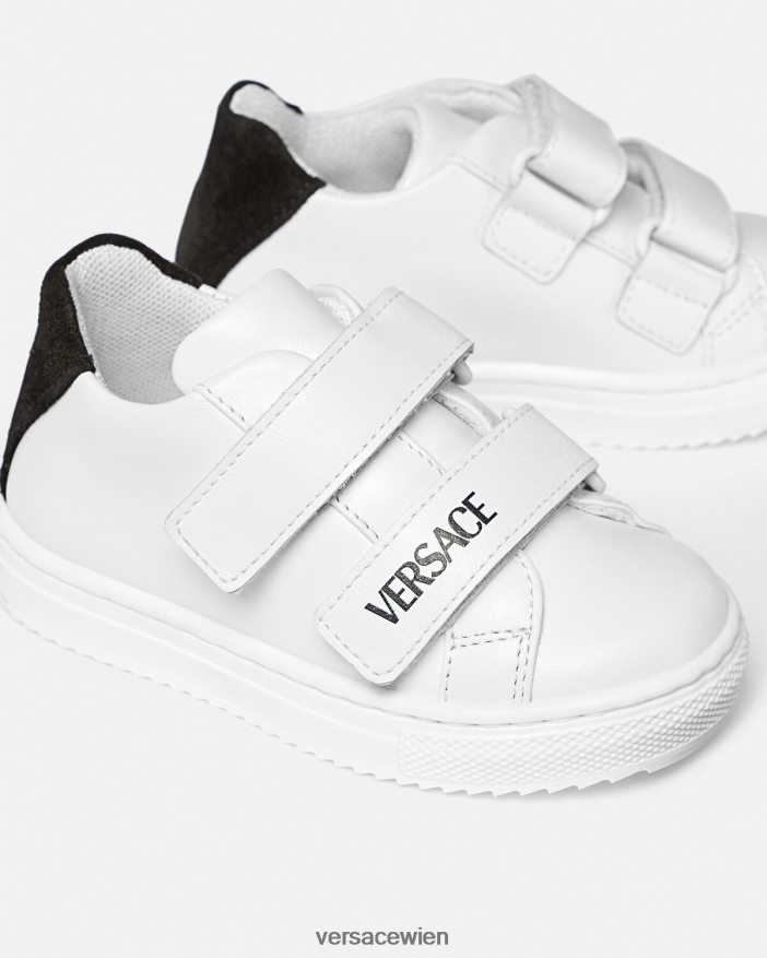 Schwarz-Weiss Baby-Sneaker mit Logo Versace Kinder Schuh 8N4XJD1876