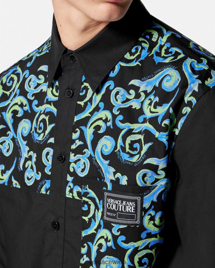 Schwarz-Weiss Skizzen-Couture-Shirt Versace Männer Kleidung 8N4XJD2375