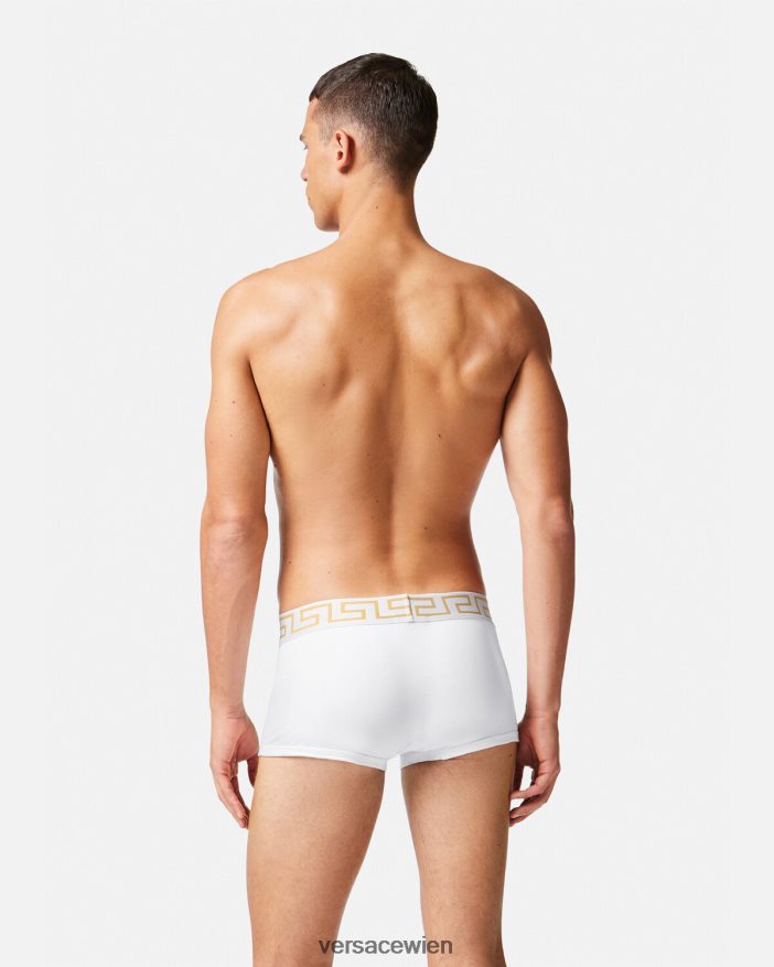 Schwarz-Weiss Unterhosen mit Greca-Bordüre im 2er-Pack Versace Männer Unterwäsche und Strandbekleidung 8N4XJD1752