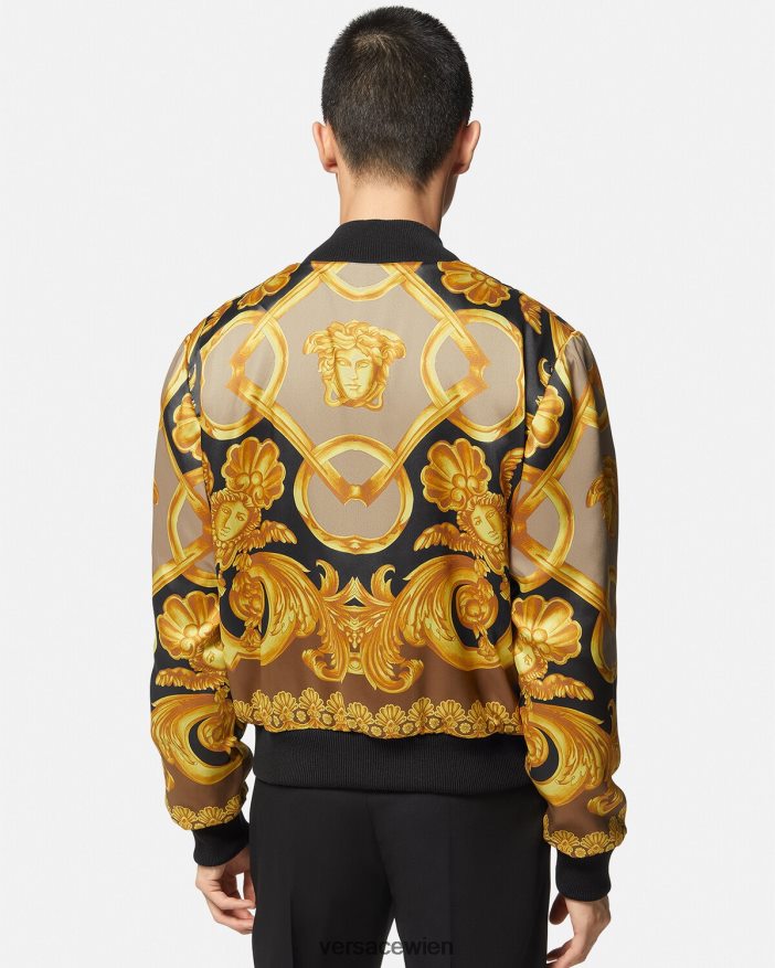 Schwarz Wende-Bomberjacke im Barocco 660-Stil Versace Männer Kleidung 8N4XJD1351