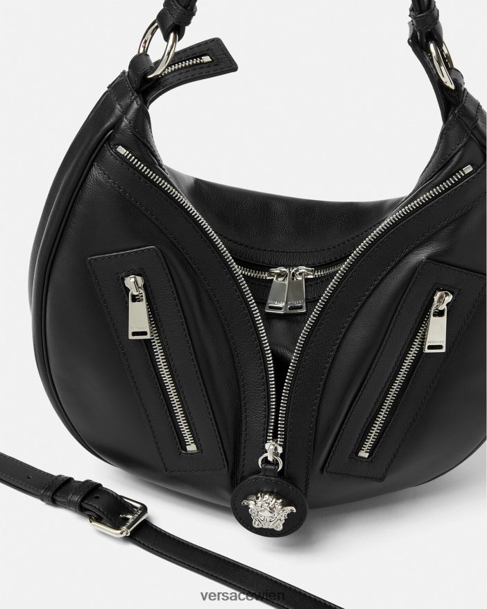 Schwarz Wiederholen Sie die Hobo-Tasche Versace Frauen Taschen 8N4XJD285