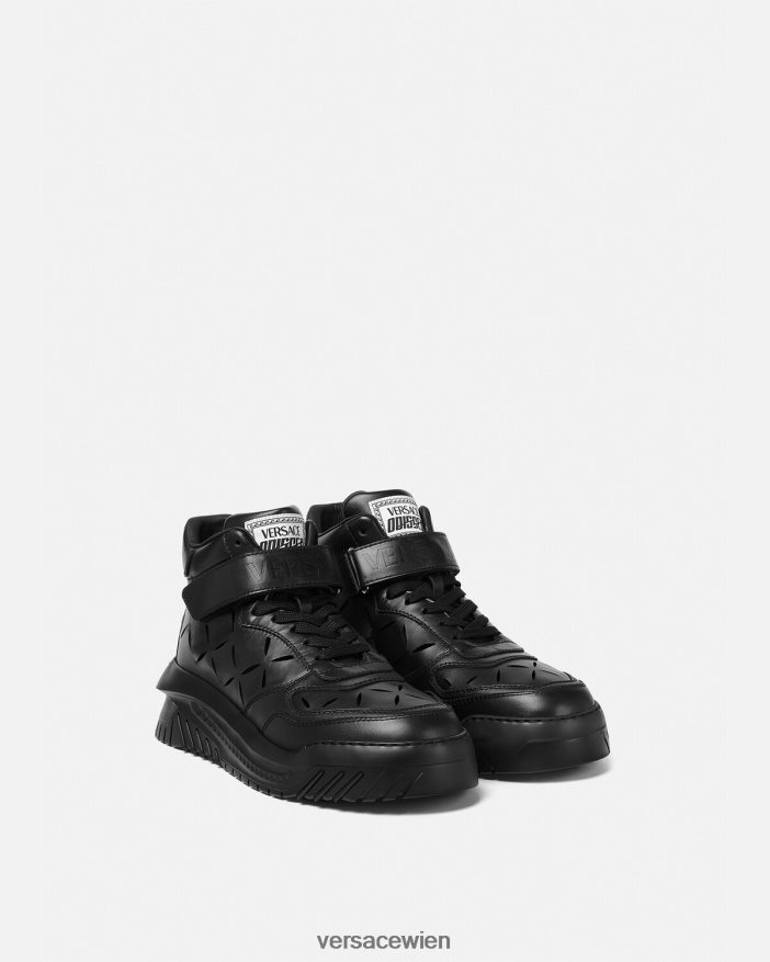 Schwarz aufgeschlitzte Odissea-Sneaker Versace Männer Schuh 8N4XJD1540