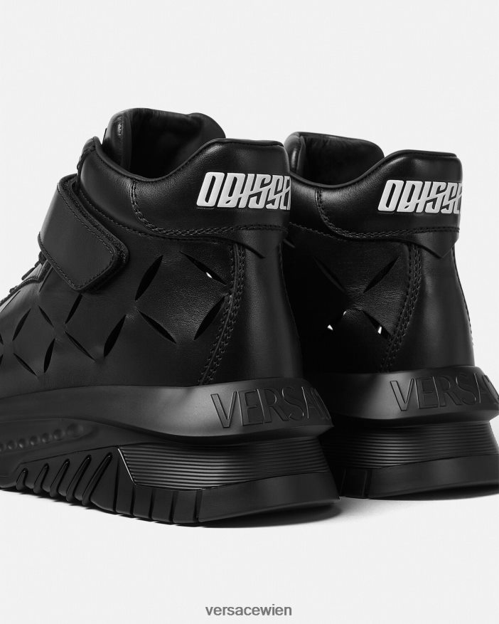 Schwarz aufgeschlitzte Odissea-Sneaker Versace Männer Schuh 8N4XJD1540