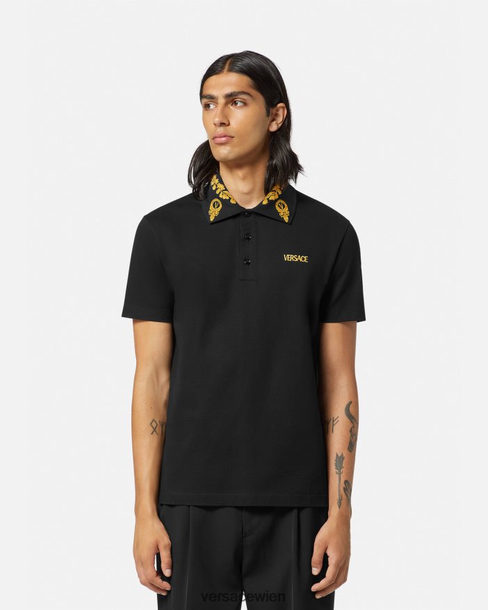 Schwarz maschera barockes Poloshirt Versace Männer Kleidung 8N4XJD1389