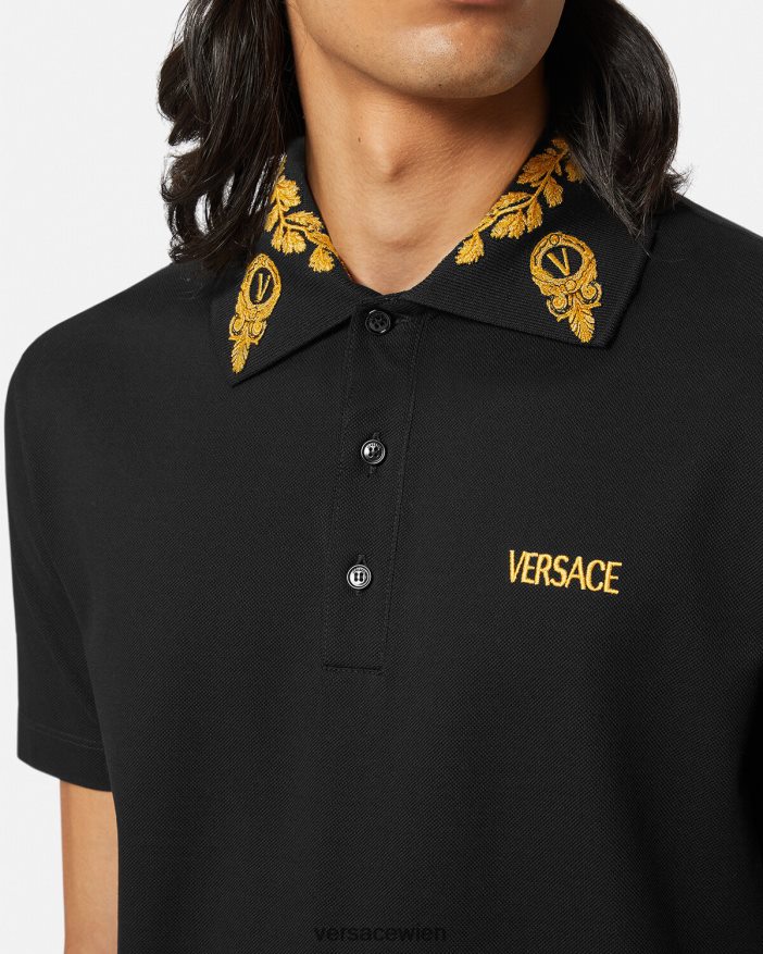 Schwarz maschera barockes Poloshirt Versace Männer Kleidung 8N4XJD1389