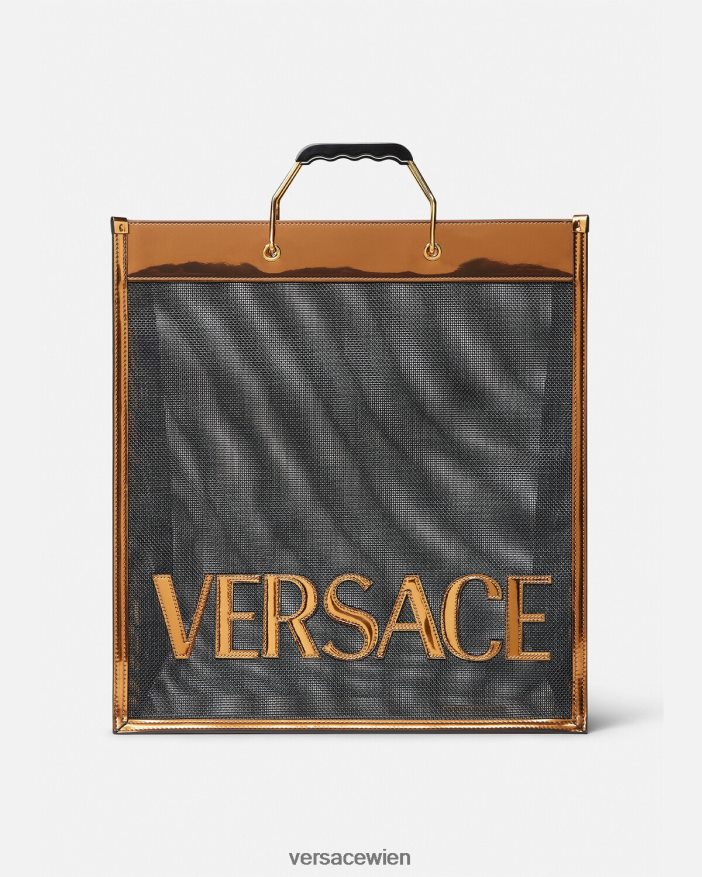 Schwarz und Karamell Große Shopper-Einkaufstasche Versace Männer Taschen 8N4XJD1509