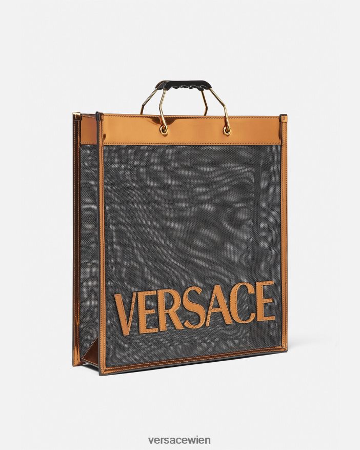 Schwarz und Karamell Große Shopper-Einkaufstasche Versace Männer Taschen 8N4XJD1509