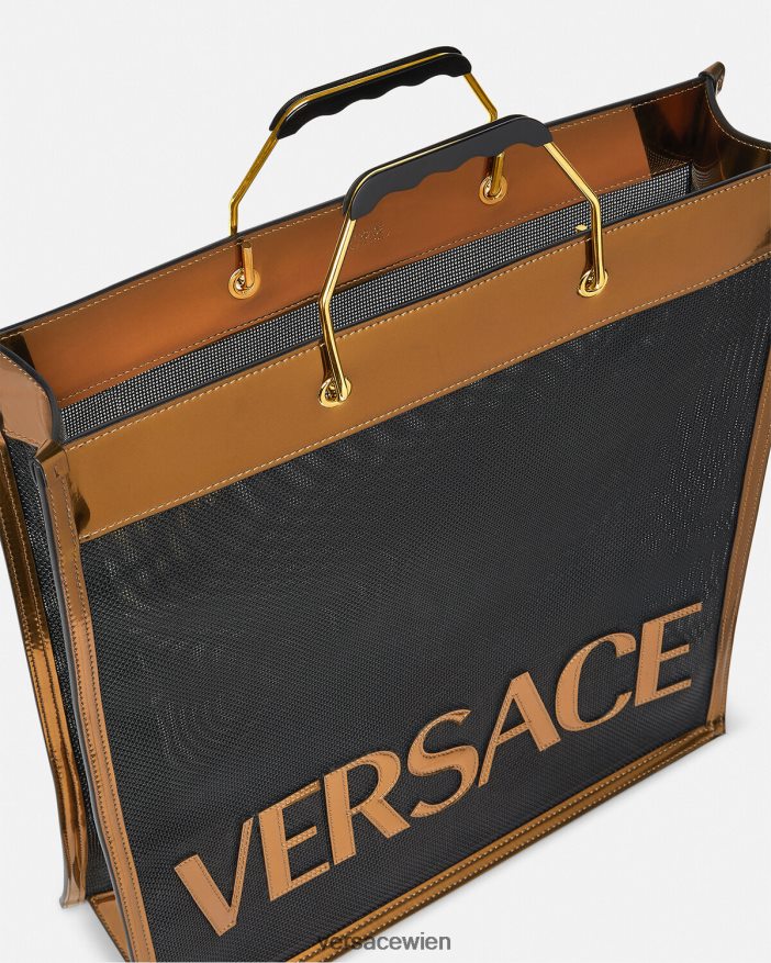 Schwarz und Karamell Große Shopper-Einkaufstasche Versace Männer Taschen 8N4XJD1509