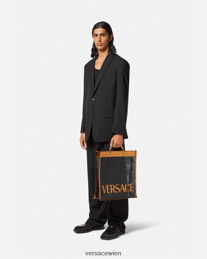 Schwarz und Karamell Große Shopper-Einkaufstasche Versace Männer Taschen 8N4XJD1509