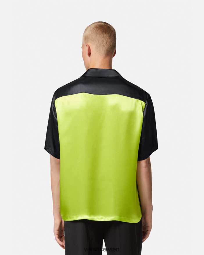 Schwarz und Limette la maschera kurzärmliges Poloshirt Versace Männer Kleidung 8N4XJD1310