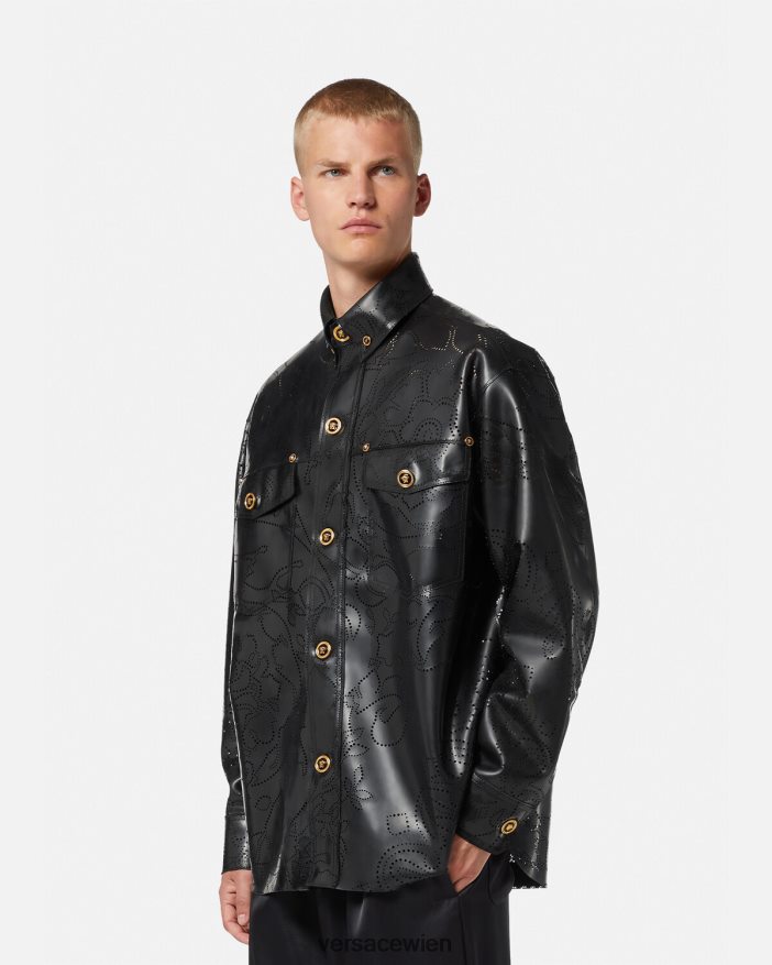 Schwarz Überhemd aus Latex im Barocco-Stil Versace Männer Kleidung 8N4XJD1237