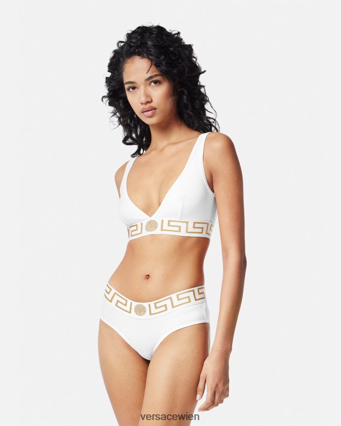 Weiß Bralette mit Greca-Bordüre Versace Frauen Unterwäsche und Strandbekleidung 8N4XJD1042