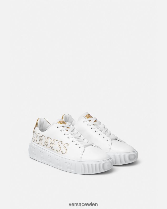 Weiß Göttinnen-Greca-Sneaker Versace Frauen Schuh 8N4XJD510