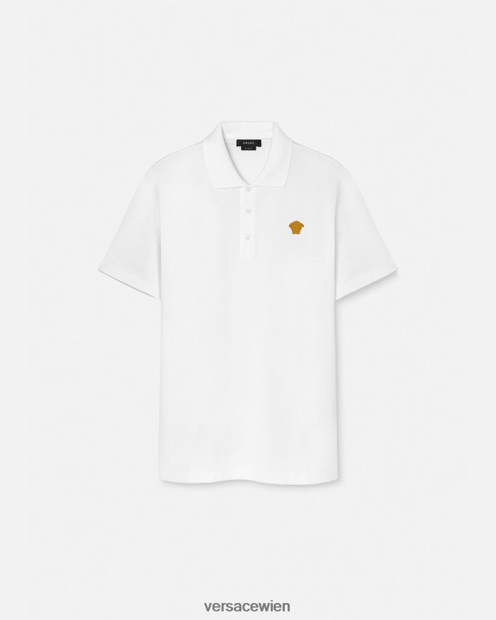 Weiß Kurzarm-Poloshirt mit Medusa-Motiv Versace Männer Kleidung 8N4XJD1372