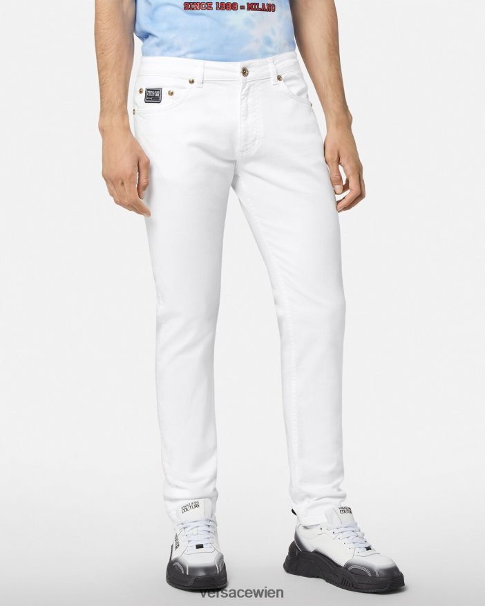 Weiß Logo-Jeans Versace Männer Kleidung 8N4XJD2440