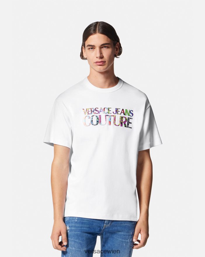 Weiß Logo-T-Shirt Versace Männer Kleidung 8N4XJD2370