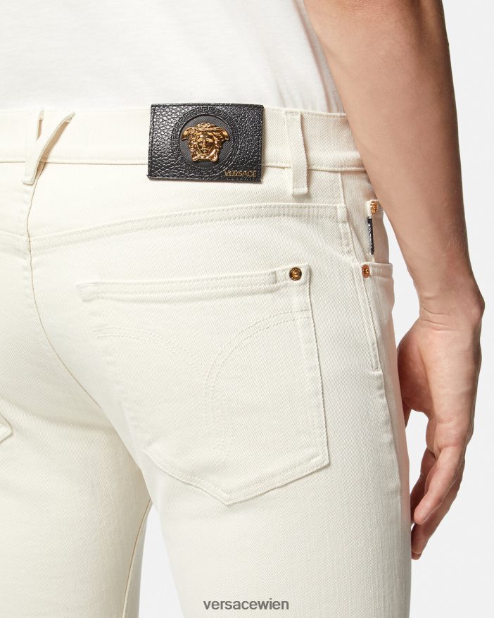 Weiß Medusa-Slim-Fit-Jeans Versace Männer Kleidung 8N4XJD1451