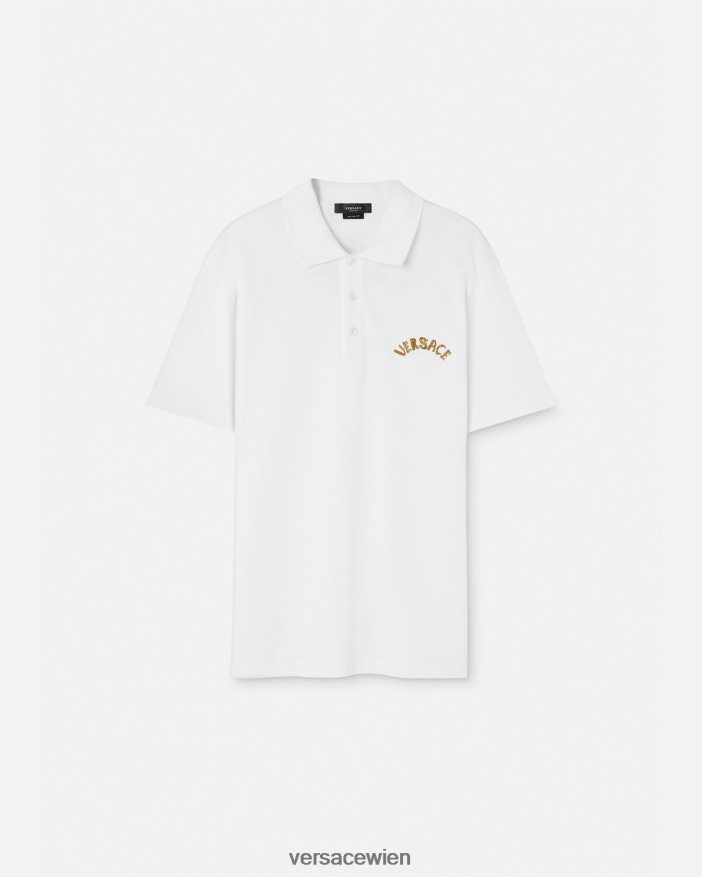 Weiß Poloshirt mit Muschel-Barock-Logo Versace Männer Kleidung 8N4XJD1361