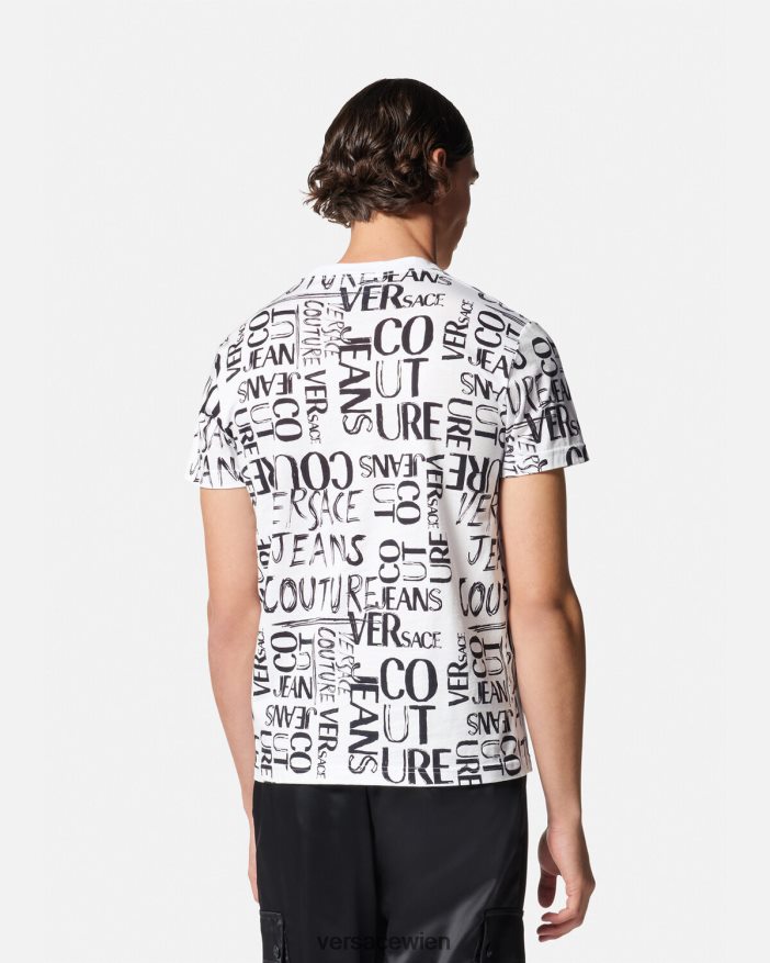 Weiß T-Shirt mit Doodle-Logo Versace Männer Kleidung 8N4XJD2369