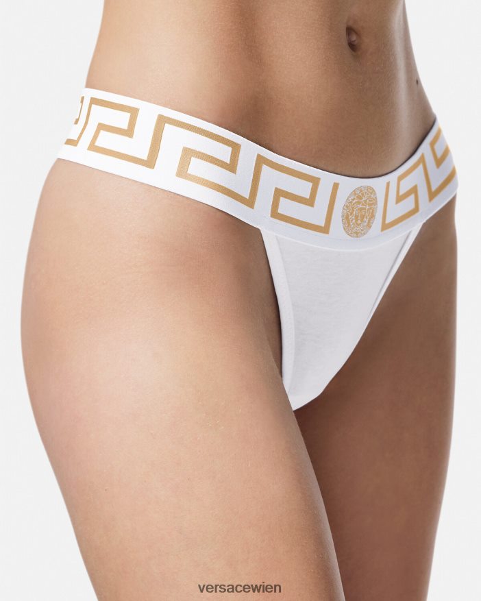 Weiß Tanga mit Greca-Bordüre Versace Frauen Unterwäsche und Strandbekleidung 8N4XJD1049