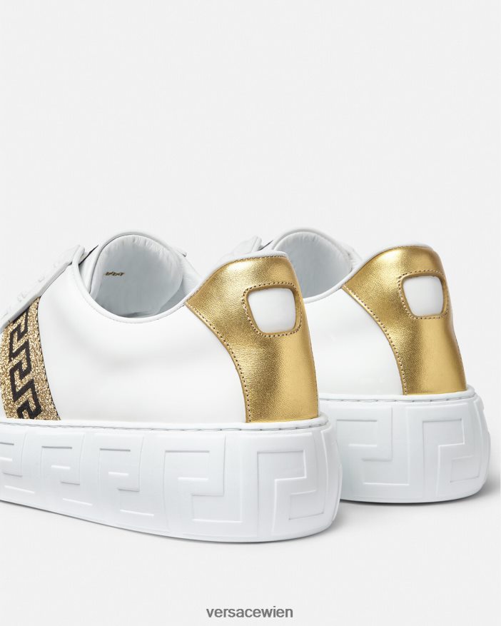 Weißes Gold Greca-Sneaker Versace Männer Schuh 8N4XJD1552