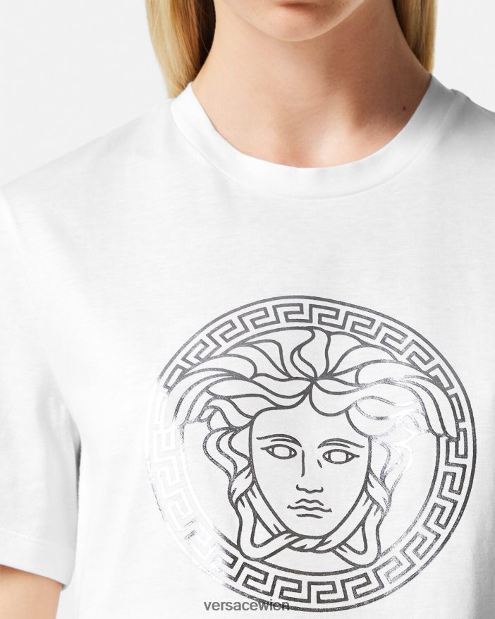 Weißsilber Medusa-T-Shirt Versace Frauen Kleidung 8N4XJD128