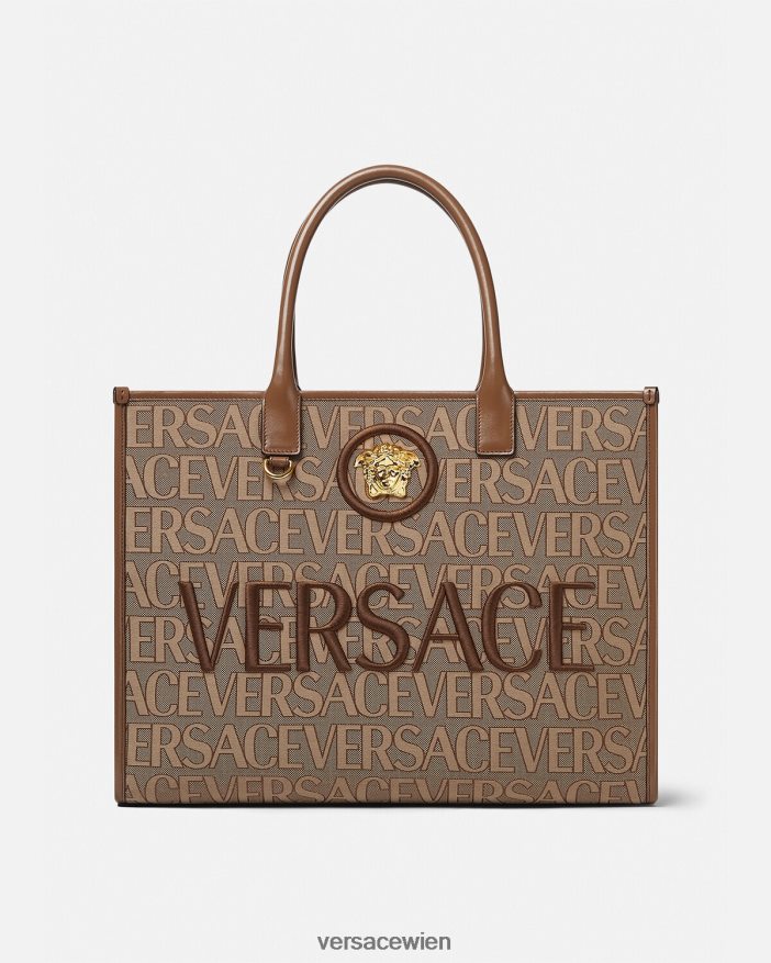 braun Allover-große Einkaufstasche Versace Frauen Taschen 8N4XJD321