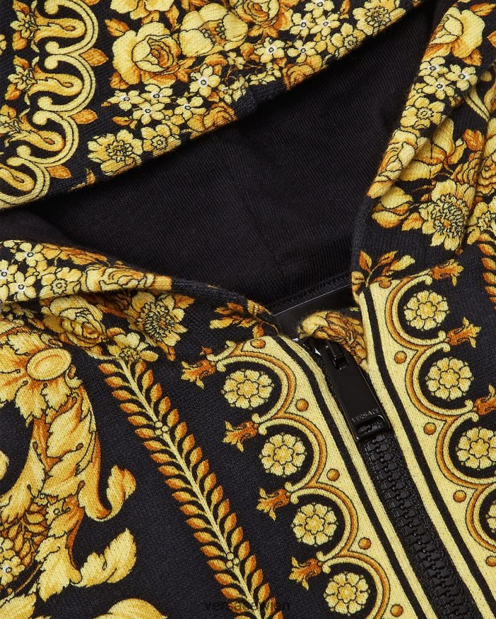 drucken Barocco Baby-Kapuzenpullover mit Reißverschluss Versace Kinder Kleidung 8N4XJD1893