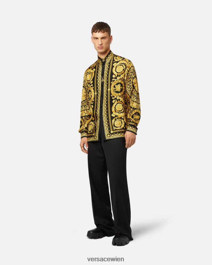 drucken Hemd aus Seide im Barocco-Stil Versace Männer Kleidung 8N4XJD1296