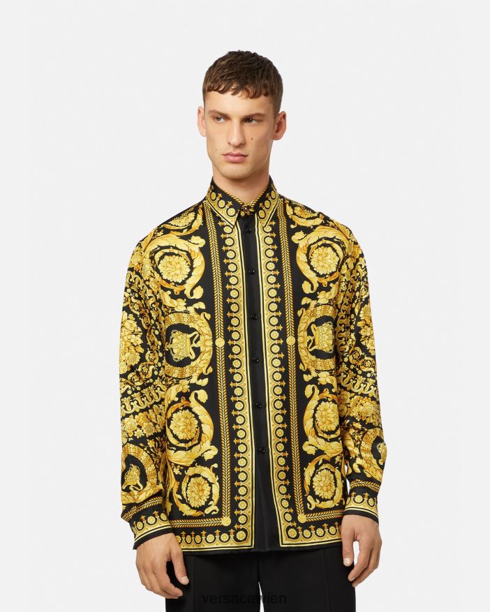 drucken Hemd aus Seide im Barocco-Stil Versace Männer Kleidung 8N4XJD1296