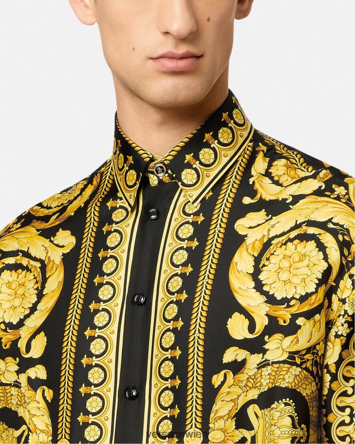 drucken Hemd aus Seide im Barocco-Stil Versace Männer Kleidung 8N4XJD1296