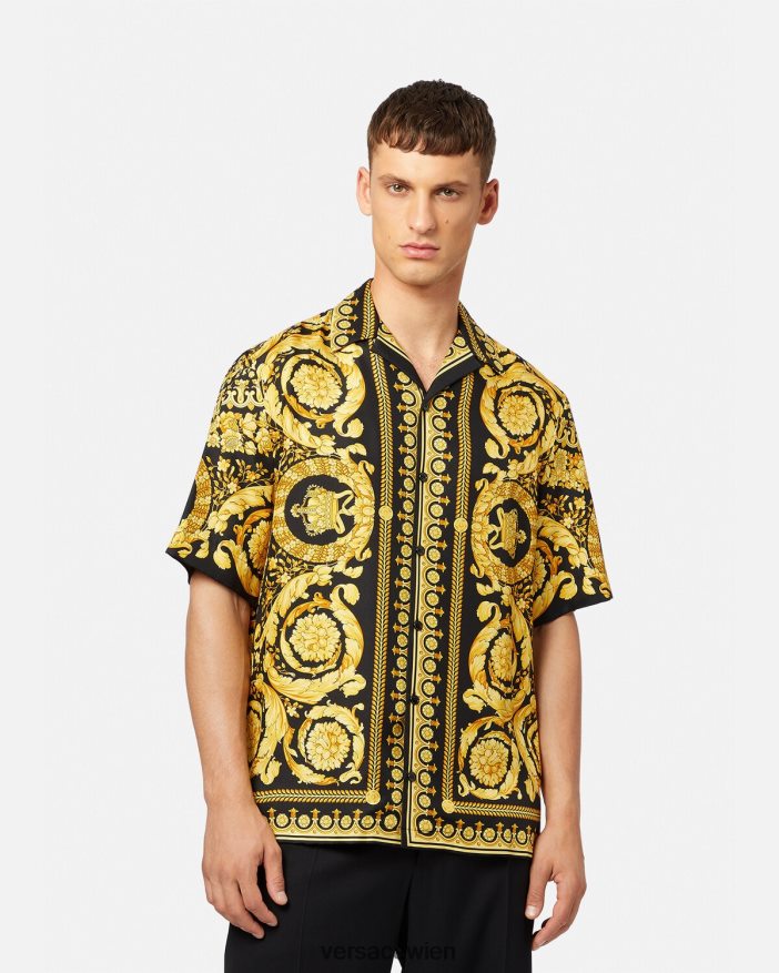 drucken Hemd aus Seide im Barocco-Stil Versace Männer Kleidung 8N4XJD1297