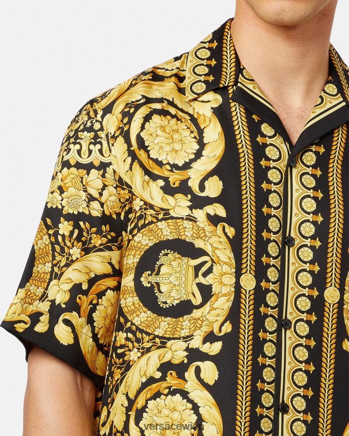 drucken Hemd aus Seide im Barocco-Stil Versace Männer Kleidung 8N4XJD1297