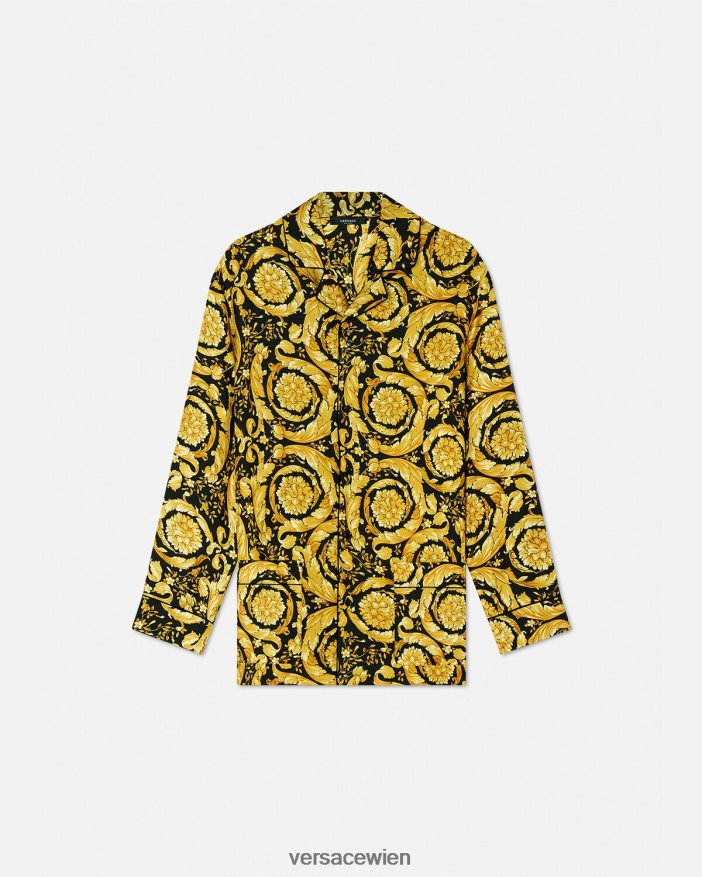 drucken Pyjama-Hemd aus Seide mit Barocco-Print Versace Frauen Unterwäsche und Strandbekleidung 8N4XJD1027