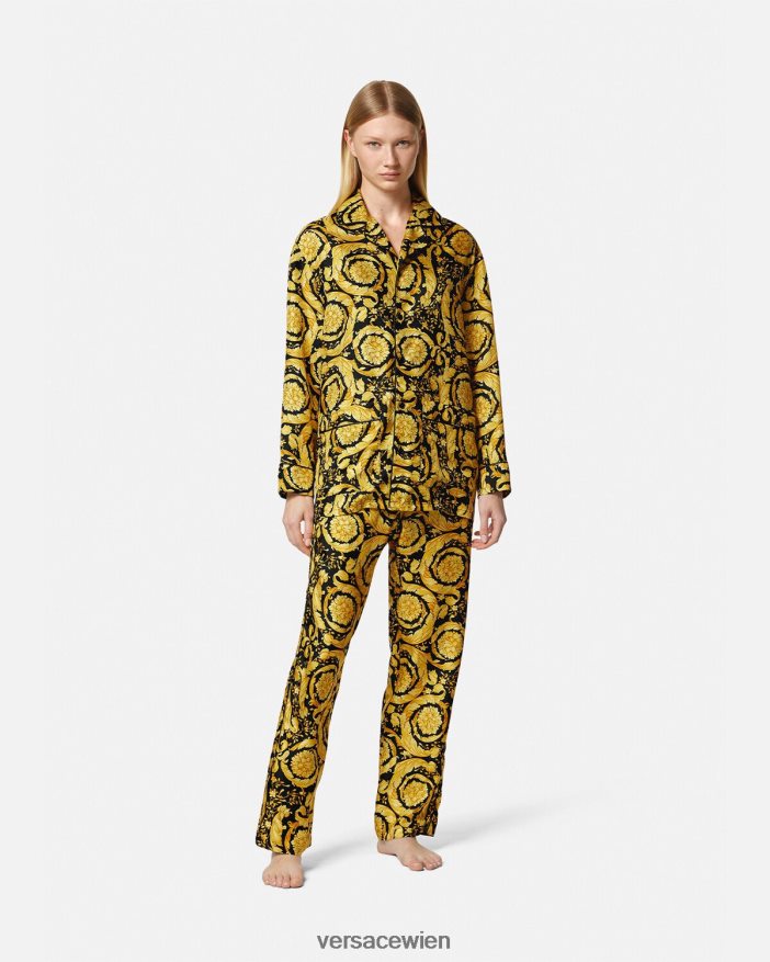 drucken Pyjama-Hemd aus Seide mit Barocco-Print Versace Frauen Unterwäsche und Strandbekleidung 8N4XJD1027