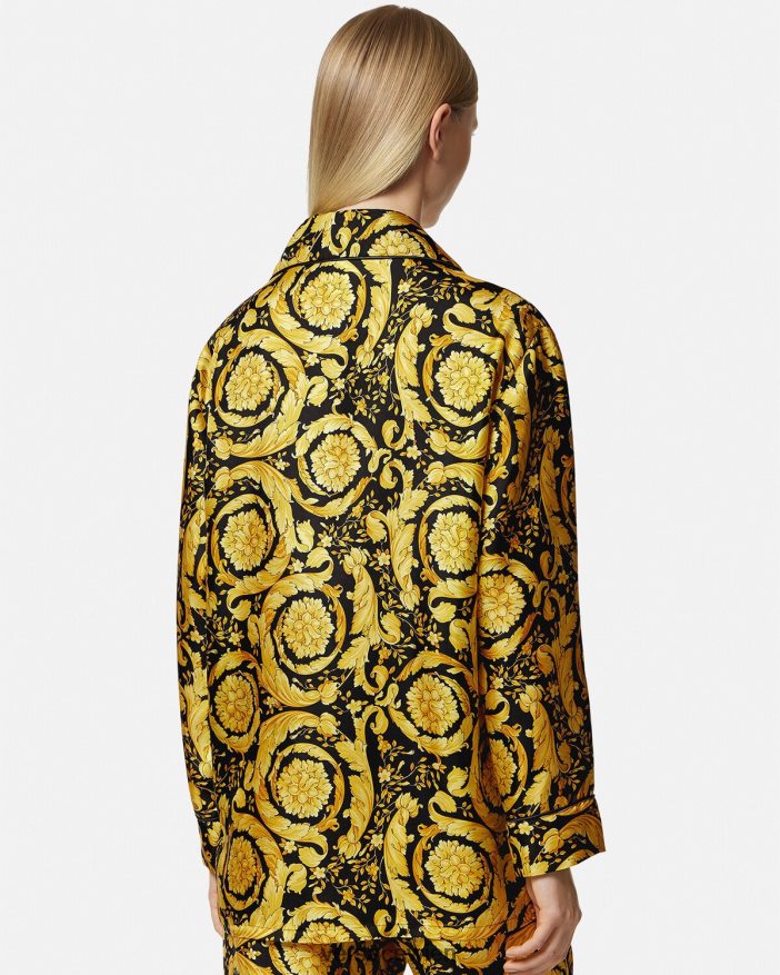 drucken Pyjama-Hemd aus Seide mit Barocco-Print Versace Frauen Unterwäsche und Strandbekleidung 8N4XJD1027