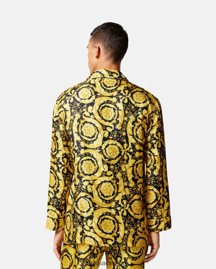 drucken Pyjama-Hemd aus Seide mit Barocco-Print Versace Männer Unterwäsche und Strandbekleidung 8N4XJD1735