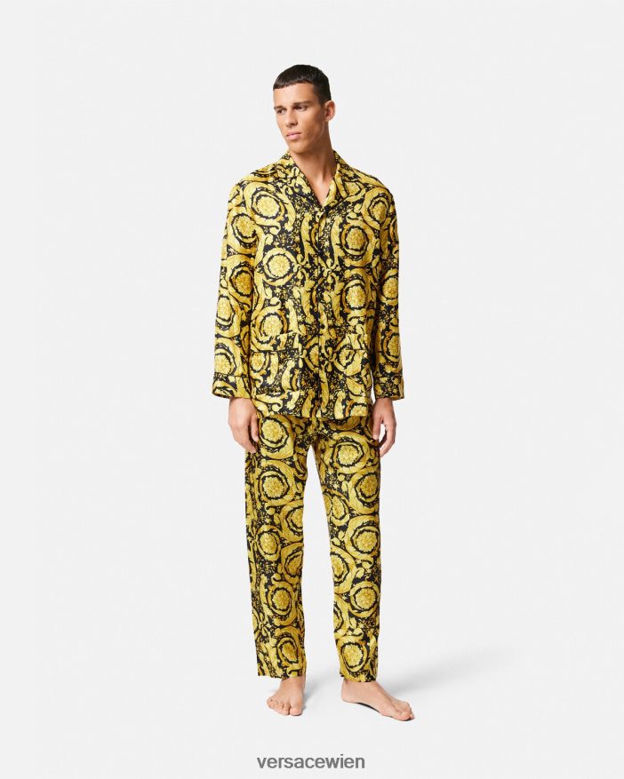 drucken Pyjamahose aus Seide mit Barocco-Print Versace Männer Unterwäsche und Strandbekleidung 8N4XJD1736