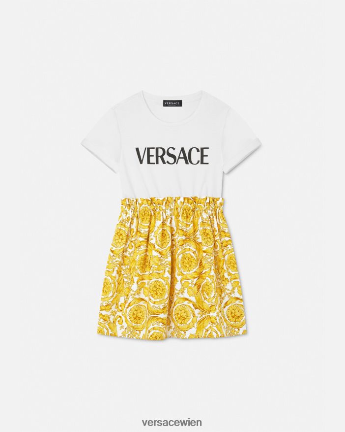 drucken T-Shirt-Kleid im Barocco-Stil Versace Kinder Kleidung 8N4XJD1984