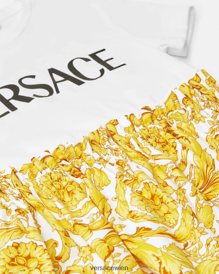 drucken T-Shirt-Kleid im Barocco-Stil Versace Kinder Kleidung 8N4XJD1984