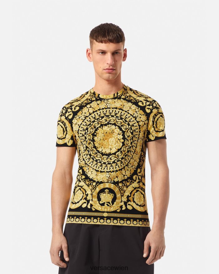 drucken T-Shirt im Barockstil Versace Männer Kleidung 8N4XJD1369