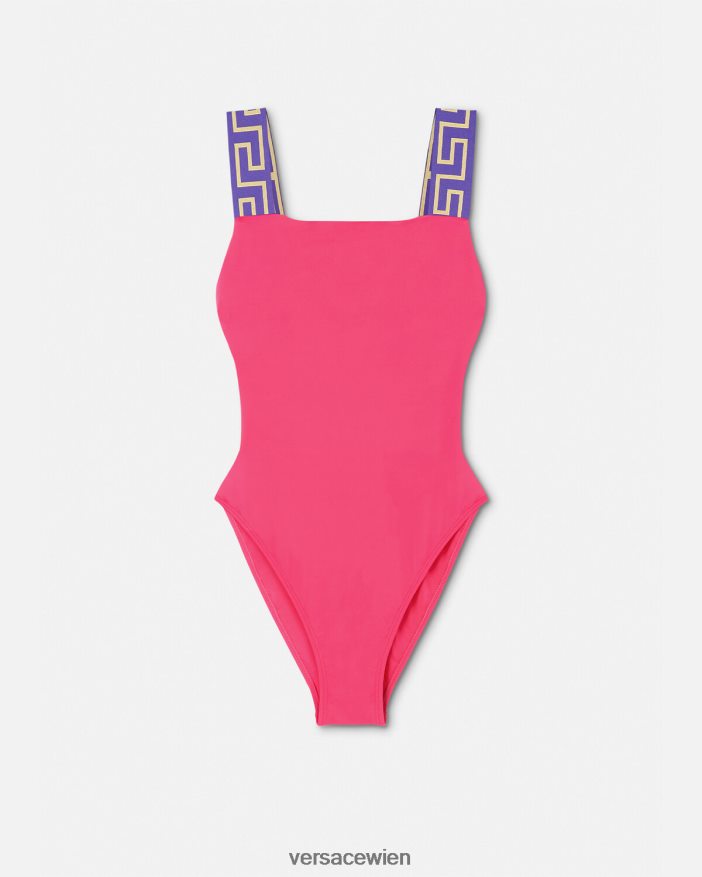 eine Farbe Einteiliger Badeanzug mit Greca-Bordüre Versace Frauen Unterwäsche und Strandbekleidung 8N4XJD1180