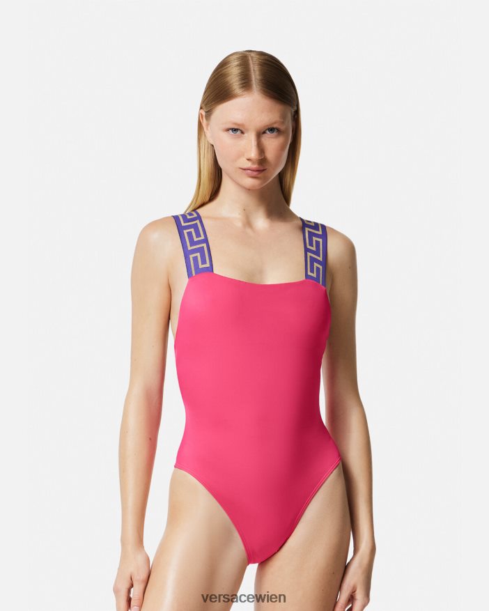 eine Farbe Einteiliger Badeanzug mit Greca-Bordüre Versace Frauen Unterwäsche und Strandbekleidung 8N4XJD1180