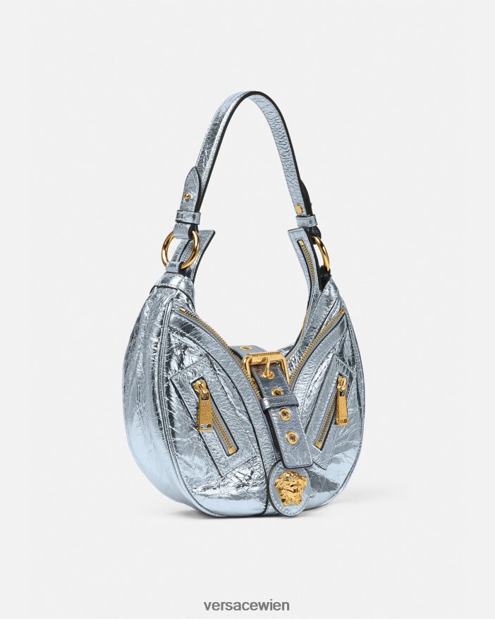 eine Farbe Kleine Hobo-Tasche mit Metallic-Muster Versace Frauen Taschen 8N4XJD277