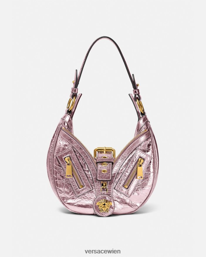 eine Farbe Kleine Hobo-Tasche mit Metallic-Muster Versace Frauen Taschen 8N4XJD278